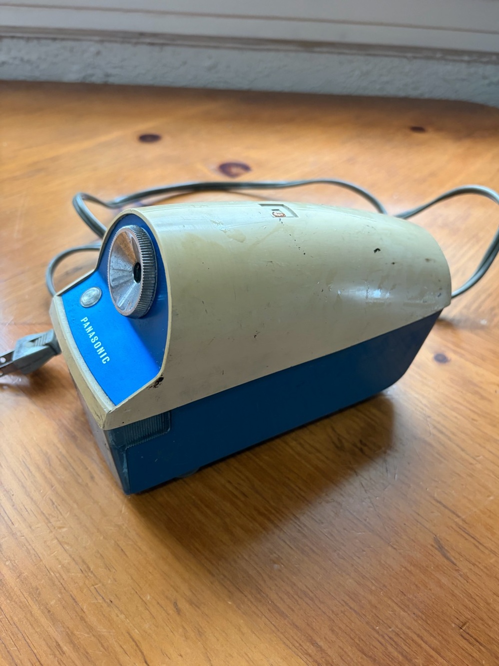 Panasonic Electric Pencil Sharpener Vintage Blue White Office Decor Collectible